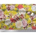 thumbnail image 3 of Soimoi Yellow polyester Crepe Fabric Leaves & Rose Floral Decor Fabric Printed Yard 42 Inch Wide, 3 of 3