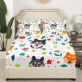 thumbnail image 3 of YST Wolf Sheets Boho Wolves Animal Queen Bed Sheets Set For Girls Kids Cute Flower Animal Sheet Set, Wild Animal Top Fitted Sheet Botanical Flower Pattern 3D Bedding Set With 2 Pillowcases, 3 of 5
