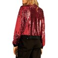 thumbnail image 3 of INSPIRE CHIC Veste à Paillettes pour Femme Fermeture Éclair Poches Cachées Blouson Bomber m Rouge, 3 of 8