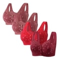 thumbnail image 1 of Plebaso 4 Pack Bras for Women Front Closure Everyday Bralettes Wireless Full Coverage Ladies Push up Bras, 1 of 3