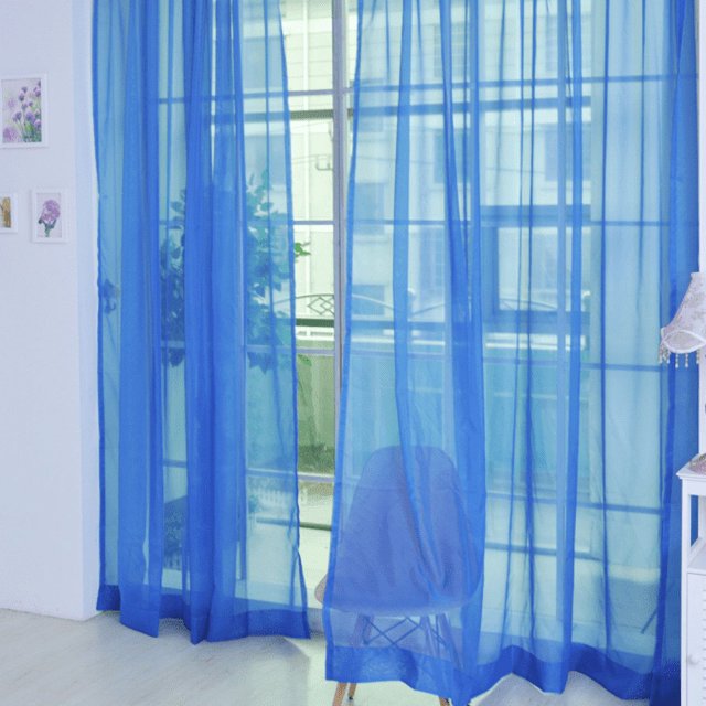 TIMIFIS Home Decor 2 PCS Pure Color Tulle Door Window Curtain Drape Panel Sheer Scarf Valances Decor - Fall