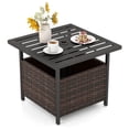 thumbnail image 1 of Costway Brown Rattan Wicker Steel Side Table Deck Garden Patio Pool Furniture, 1 of 10