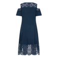 thumbnail image 2 of CHUANK Summer Plus Size Maxi Dresses For Wedding Guest Lace Stitching Dress Cold Shoulder Long Dresses Short Sleeve, 2 of 6