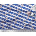 thumbnail image 2 of Soimoi Blue Rayon Crepe Fabric Star & Swirls Stripe Print Sewing Fabric Yard 46 Inch Wide, 2 of 4