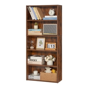 VEVOR 5 Niveau Narrow Librairie 53" Bibliothèque ouverte en bois plateau réglable brun