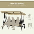 thumbnail image 4 of Outsunny 3-Seat Porch Swing with Canopy Outdoor Swing Chair w/ Rattan Seat, 4 of 10