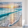 thumbnail image 2 of Ocean Beach Shower Curtains Sea Wave Sunrise Scenery Summer Seaside Landscape Polyester Fabric Decor Bathroom Curtain Set 70x70 Inch Included Hooks, 2 of 3
