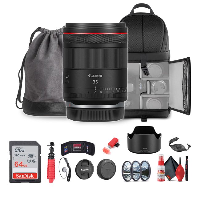Canon RF 35mm F/1.4 L VCM Lens (Canon RF) (6710C002) + 64GB Memory Card + Filter Ki(International Model)