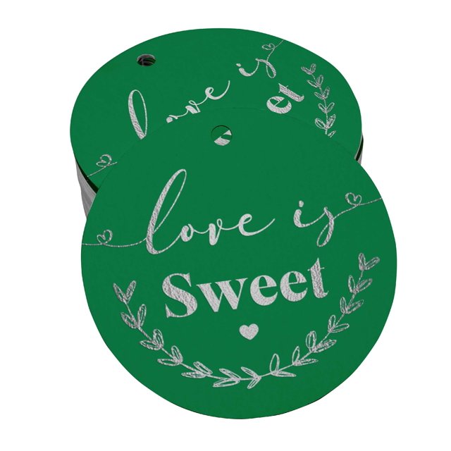 Inkdotpot Real Silver Foil Love Is Sweet Wedding Tags Favor Hang Paper Tags 50 Pieces