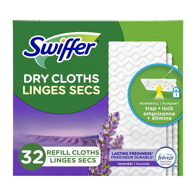 Swiffer Hair Magnet Deluxe Dry Sweeping Cloth Refills, Lavender Scent, 32 Count