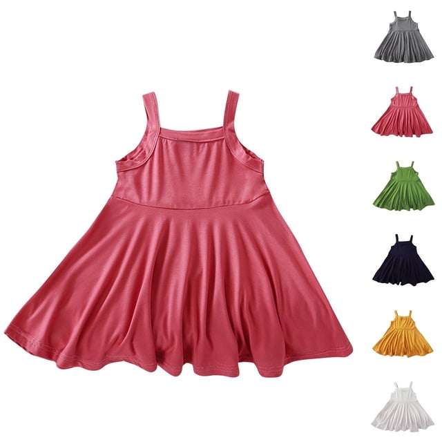 NJDVHB Robe d'Été pour Tout-Petit, Robe de Plage pour Fillette, Robe de Fête pour Fille, Robe Sans Manches Imprimée pour Fille, Robe de Princesse à la Mode et Décontractée, Blanc, 150