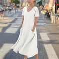 thumbnail image 2 of Tranfacy Robe d'Été pour Filles, Robe Maxi pour Jeunes Filles, Robe à Manches Courtes pour Fille, Robe de Princesse à la Mode et Mignonne, Robe Respirante Douce et Confortable, 2 of 4