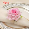 thumbnail image 1 of Sales Today Clearance! 4PCS Rose Flower Napkin Rings, Artificial Flower Napkin Holders, Serviette Buckles for Table Setting, Wedding Party Decor, Elegant Dinnerware Accessories, 1 of 3