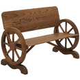 thumbnail image 1 of Outsunny Banc à Roues de Chariot en Bois Design Rustique 2 Places Chaise de Jardin Extérieure Dossier Haut Causeuse, 1 of 10