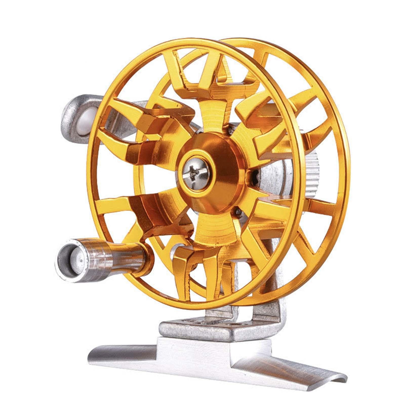 DYNWAVECA Ice Fishing Reel 53mm Line Wheel All Ratio 1:1 Fly Reel Tools Multipurpose Lightweight Portable for Fresh or Water Golden