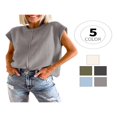 thumbnail image 2 of Women Solid Color Sweater Vests Crew Neck Cap Sleeve Loose Pullovers, 2 of 4