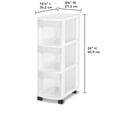thumbnail image 2 of Sterilite Narrow 3 Drawer White Cart, 2 of 7