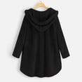 thumbnail image 4 of WEIYLL Womens Fleece Jacket Pocket Irregular Long Hooded Button Sleeve Plus Size Black Cold Weather Tops Size 5XL, 4 of 5