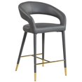 thumbnail image 1 of Meridian Furniture Destiny Grey Vegan Leather Stool, 1 of 6