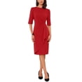 thumbnail image 1 of Allegra K Robe Froncée pour Femme à Manches Courtes, Robe de Travail de Bureau Tendance TP Rouge, 1 of 6