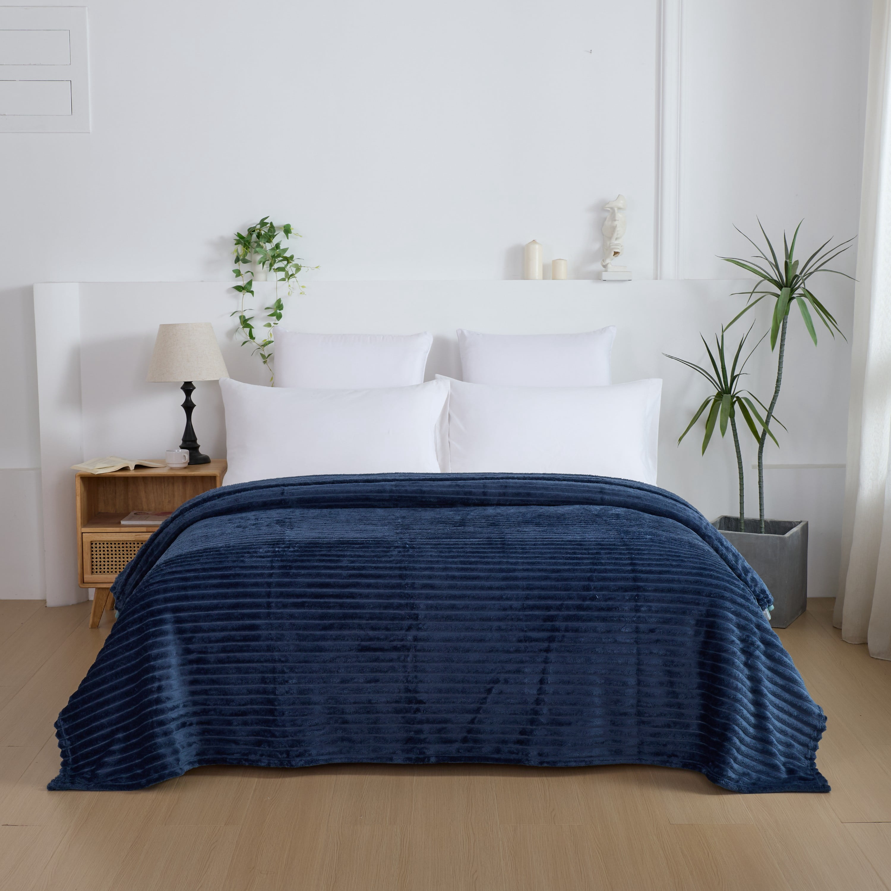 Mainstays Rib Blanket Navy Twin