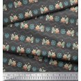 thumbnail image 3 of Soimoi Gray Rayon Fabric Snowman & Snowflake Christmas Print Fabric by Yard 42 Inch Wide, 3 of 5