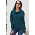 thumbnail image 2 of Chandails Femme Chauds Chandails Asymétriques Tricotés Col Roulé Uni Portefeuille Tricoté Manches Longues Chemises Hauts Décontracté TTG, 2 of 6