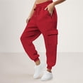 thumbnail image 4 of HAiming Womens Cargo Sweatpants Plus Size Wide Leg Drawstring Elastic Waisted Travel Casual Athletic Jogger Pants, 4 of 7