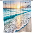 thumbnail image 3 of Ocean Beach Shower Curtains Sea Wave Sunrise Scenery Summer Seaside Landscape Polyester Fabric Decor Bathroom Curtain Set 70x70 Inch Included Hooks, 3 of 3