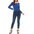 thumbnail image 2 of INSPIRE CHIC Blouse de Noël à Col Peter Pan pour Femme, Tricot, Col Contrastant, Manches Longues, Haut de Fête, TP Bleu Royal, 2 of 5