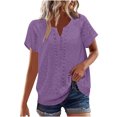thumbnail image 2 of Liquidation! T-Shirt Grande Taille pour Femmes, Blouse à Manches Courtes d'Été pour Femmes, Blouse en Dentelle à Col Rond Unie pour Femmes, 2 of 5