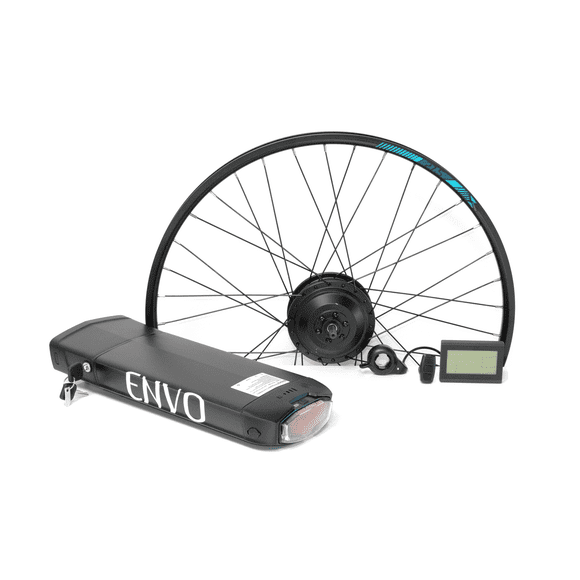 Street Legal Fat Tire ENVO Ebike KIT 500W Electric Bicycle E Bike Complete Conversion Kit Front Hub Motor, Rack Battery Li-Ion LCD 26x4in Fat Snow or Beach tire Rim (26in Fat Rim)