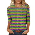 thumbnail image 1 of Penkiiy Blouse Carnaval pour Femmes Mardi Gras Mode Imprimée Décontractée Col Rond Manches 3/4 T-shirt Blouse S Multicolore, 1 of 5