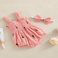 thumbnail image 4 of Baby Girls Rompers Clothes Summer Infant Sleeveless Cotton Linen Bodysuits Jumpsuits Headband Outfits, 4 of 9