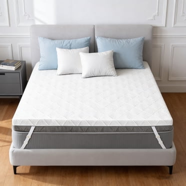 Hcore Extra Firm Mattress Topper Twin 4 Inch Firm & Extra Firm Dual Sides Flippable Mattress Pad,High Density Foam for Back Pain,Washable Anti-Slip Bamboo Cover,Oeko-TEX CertiPUR-US Certified,74x38