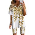 thumbnail image 1 of Blouses pour Femmes, Ensembles de Blouses Décontractées à Manches Courtes Imprimées et Col en V pour Femmes, 1 of 4
