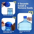 thumbnail image 3 of Adofi Reusable 3 & 5 Gallon Water Jug Cap, No Leaking & Popping Open, Food Grade Silicone Replacement Cap for 55mm Standard/Screw/Crown Top Water Bottle & Water Pump Dispenser, Pack of 5, 3 of 12