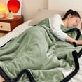 thumbnail image 3 of Matoen12 Solid Color Flannel Blankets for All Season, Polyester Soft Throw Blanket Lightweight Air Conditioning Quilt for Nap Sleep, Modern Style Home Decor Ideal for Gift, 40"x55", 1PC, Green, 3 of 8