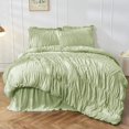 thumbnail image 1 of King Size Comforter Set Bedding Ruched Coral Comforter King Bed Set Boho Shabby Chic Comforter Fluffy Piece Ruffle Comforter Set with Pillow Girl Bedding Soft and Luxury, 1 of 7