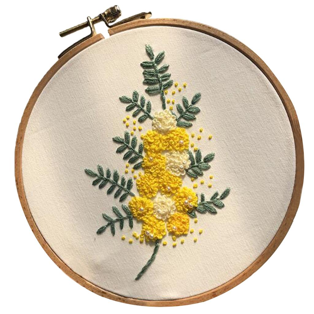 veasfak Cross Stitch Stamped Embroidery with Embroidery Hoop - Flower CD005