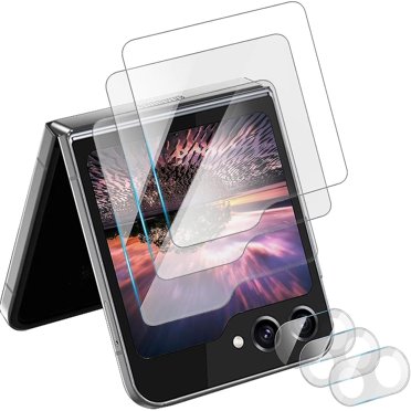Hd Protecteur d'Écran Clair pour Samsung Galaxy Z Flip 5, 3 Pcs Protecteur d'Écran Arrière + 3 Pcs Protecteur de Caméra, Verre Trempé Anti-Rayures
