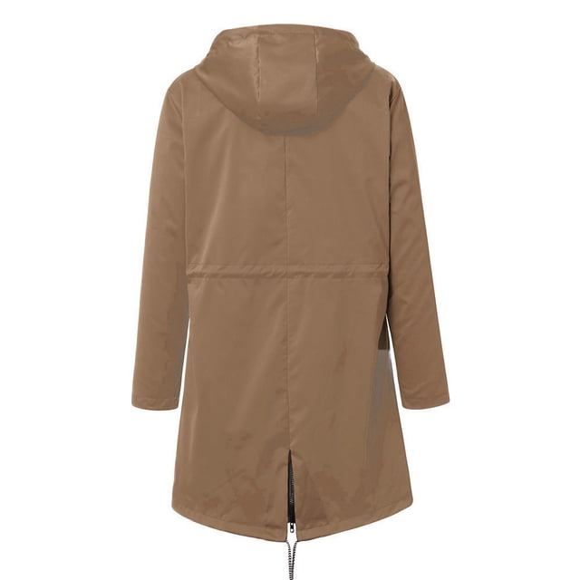 Kcodviy Women Solid Rain Jacket Mock Fleece Outdoor Plus Size Waterproof Lady Zip Fleece Jacket Hooded Windproof Loose Coat