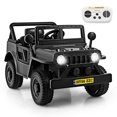 thumbnail image 1 of Gymax 12V Kids Ride on Truck Car w/Remote Control Threaded Wheels 3 Speeds LED Lights Black, 1 of 10