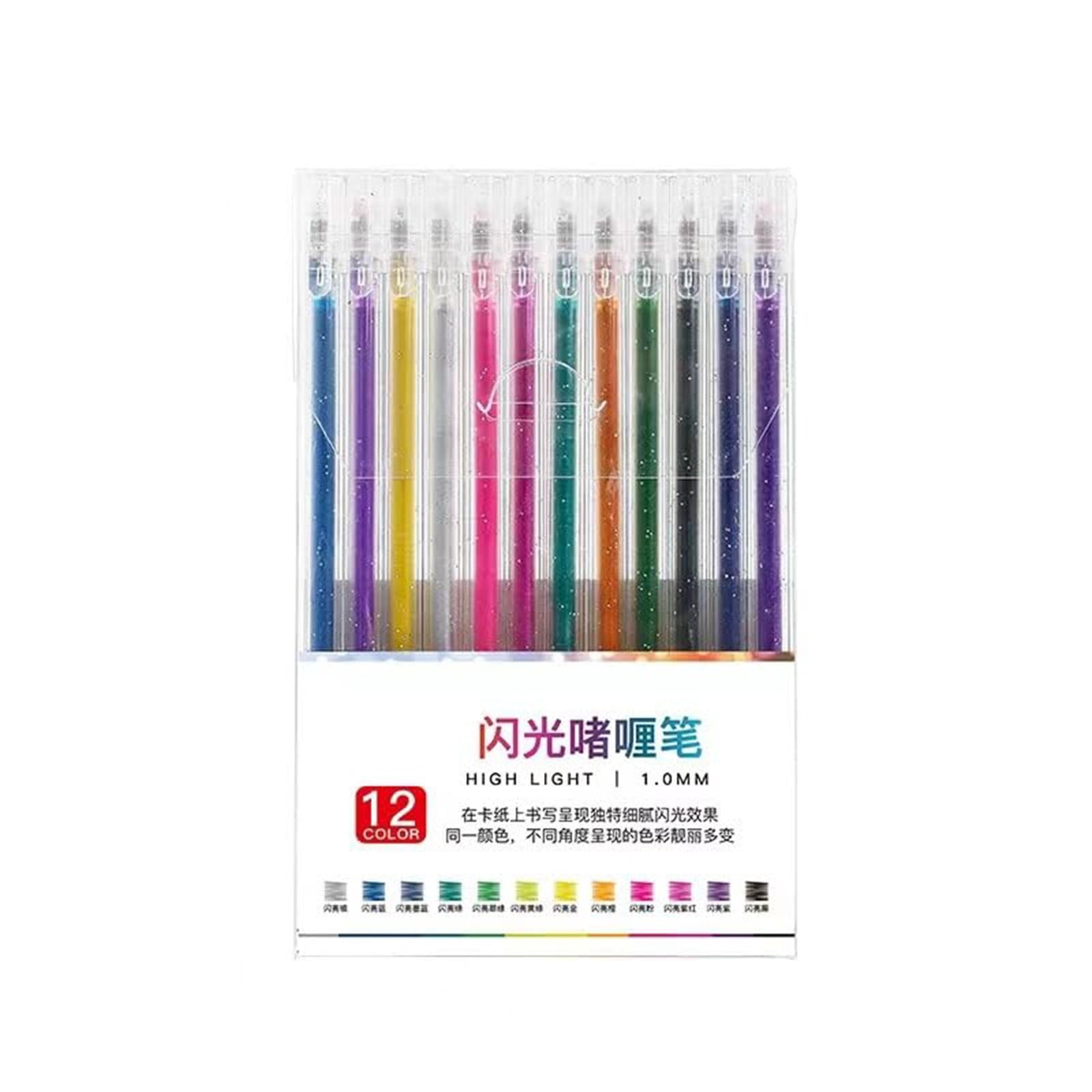 Upgraded Glitter Gel Pens, 12 Vibrant Colors Glitter Pens Set, Sparkle Gel pens for Coloring, Unleash Your Creativity with Our Gel Pens, 0.338 oz Per Pen, 6.3Inches
