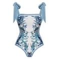 thumbnail image 3 of Maillot de Bain une Pièce pour Femmes avec Jupe de Plage Paréo Imprimé Floral Rétro Ensemble Bikini Deux Pièces, 3 of 3