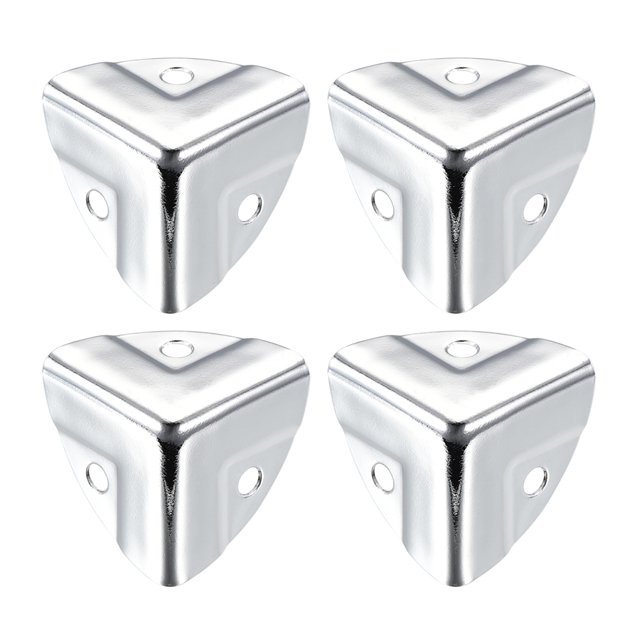 Unique Bargains Metal Box Corner Protectors Wooden Box Edge Guard Protector 22x22x22mm Silver Tone 4 pcs