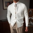 thumbnail image 4 of Lovzfmll Men's Knit Cardigan V-Neck Jacquard Pattern Open Front White, 3XL, 4 of 6