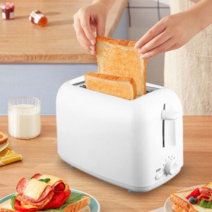 Rétroactivité 2-Slice Grille-pain avec 6 Réglages de brunissement Acier inoxydable et blanc amovible de carter en crosse