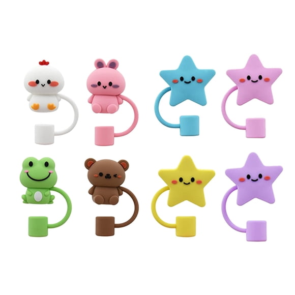 Binwennn Mom Fuel Cup Clear Class Portable Coffee Cup Glass 4Pcs Or 8PC 0.4in Diameter Cute Silicone Straw Covers Cap For Cup Proof Drinking Straw Reusable Straw Tips Lids