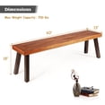 thumbnail image 3 of Costway Set of 2 Acacia Wood Dining Bench Rustic Wood Outdoor Patio Dining Room Brown, 3 of 7